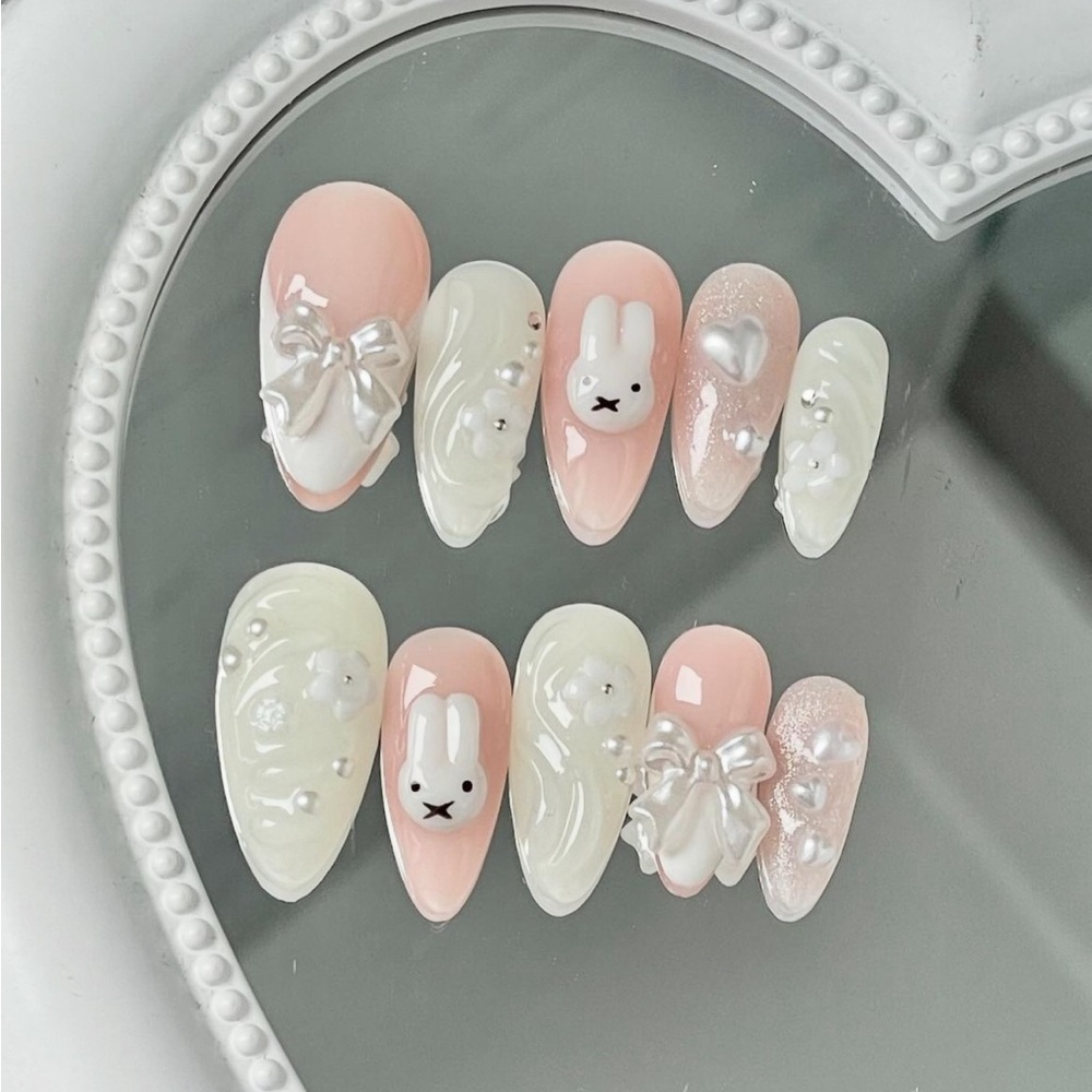 KiMi Pink Miffy Hand Made Nails